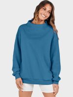 ⁦ANRABESS Womens Oversized Sweatshirts Turtleneck Pullover Long Sleeve Hoodies Tops 2024 Fall Fashion Outfits Clothes Blue-S⁩ - الصورة ⁦6⁩