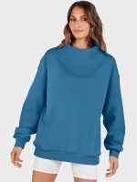 ⁦ANRABESS Womens Oversized Sweatshirts Turtleneck Pullover Long Sleeve Hoodies Tops 2024 Fall Fashion Outfits Clothes Blue-S⁩ - الصورة ⁦7⁩
