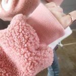 ⁦SKYWOK Women's Fleece Jackets Lady Hoodie Winter Casual Women Sweatshirt Embroidered Letters Stitching Color Zipper Pullover (Color : Pink, Size : XL)⁩ - الصورة ⁦3⁩