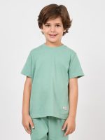 ⁦Styli Boys 2111041913 Solid Round Neck T-Shirt & Shorts Set⁩ - الصورة ⁦2⁩