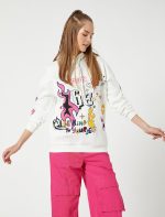 ⁦KOTON Women's Graffiti Printed Long Sleeve Ribbed Hoodie Sweatshirt⁩ - الصورة ⁦2⁩