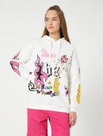 ⁦KOTON Women's Graffiti Printed Long Sleeve Ribbed Hoodie Sweatshirt⁩ - الصورة ⁦4⁩