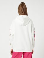 ⁦KOTON Women's Graffiti Printed Long Sleeve Ribbed Hoodie Sweatshirt⁩ - الصورة ⁦5⁩