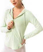Women's Jacket Fitness Yoga Coat Hoodies Zipper Long Sleeve Running Athletic Top Quick Dry Slim Gym Sweatshirts Wauyan (Color : Green, Size : S)