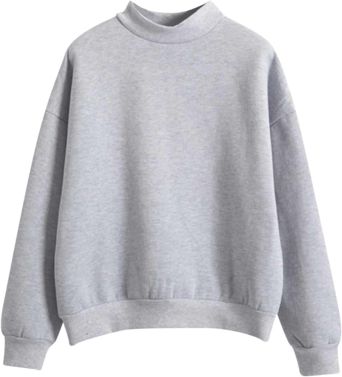 ⁦SKYWOK Long Sleeve Tops for Women Women Long Sleeve Hoodies Solid Color Round Neck Pullover Solid Color Loose Keep Warm Sweatshirt (Color : Gray, Size : XXL)⁩ - الصورة ⁦1⁩