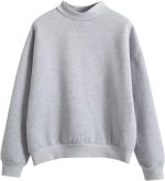 SKYWOK Long Sleeve Tops for Women Women Long Sleeve Hoodies Solid Color Round Neck Pullover Solid Color Loose Keep Warm Sweatshirt (Color : Gray, Size : XXL)