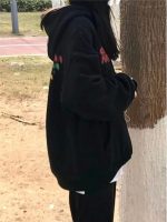 ⁦BOLKA Fall Cardigan For Women Hoodie Women's Street Wear School Students Hooded Sweatshirt Pullover (Color : Black, Size : S)⁩ - الصورة ⁦4⁩