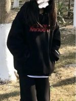 ⁦BOLKA Fall Cardigan For Women Hoodie Women's Street Wear School Students Hooded Sweatshirt Pullover (Color : Black, Size : S)⁩ - الصورة ⁦5⁩