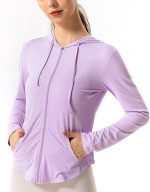 Women's Jacket Fitness Yoga Coat Hoodies Zipper Long Sleeve Running Athletic Top Quick Dry Slim Gym Sweatshirts Wauyan (Color : Purple, Size : XL)