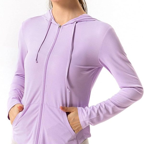 Women's Jacket Fitness Yoga Coat Hoodies Zipper Long Sleeve Running Athletic Top Quick Dry Slim Gym Sweatshirts Wauyan (Color : Purple, Size : XL)