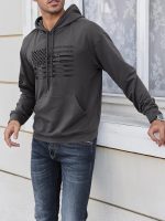 ⁦NINGLX Mens Hoodies Long Sleeve Drawstring Hooded Pullover Sweatshirts⁩ - الصورة ⁦4⁩