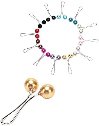 Sanbo 12pcs Muslim Hijab Clip Pins Simulated Pearl Women Girls Scarf Shawl Brooch Clip Hijab Buckles