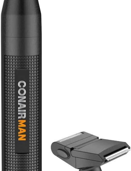 ConairMan Ear and Nose Hair Trimmer for Men, Cordless Battery-Powered Trimmer with Detail and Shaver Attachments