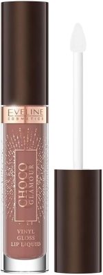 Eveline Cosmetics Lip Gloss Choco Glamour Liquid Lipstick with Gloss Finish for Vinyl Lips, Vegan Formula with Cocoa Extract, 1 x 4.5 ml No. 01 Ruby Chocolate