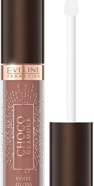 Eveline Cosmetics Lip Gloss Choco Glamour Liquid Lipstick with Gloss Finish for Vinyl Lips, Vegan Formula with Cocoa Extract, 1 x 4.5 ml No. 01 Ruby Chocolate