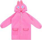 SYOSI Children's raincoats, Cartoon Kids Rain Jacket, Boys Girls Hooded Rain Poncho Outdoors Kids Transparent Raincoat Student Rain Suit Waterproof Durable Windbreaker - One Size - Pink Rabbit