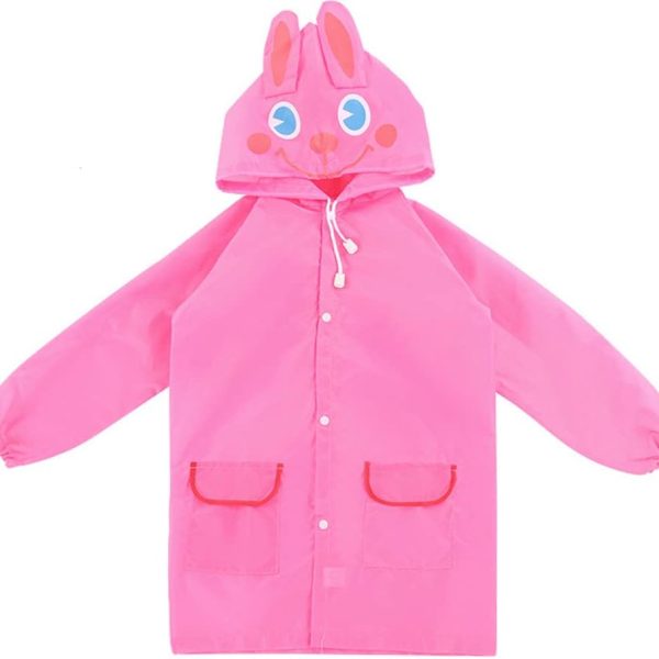 SYOSI Children's raincoats, Cartoon Kids Rain Jacket, Boys Girls Hooded Rain Poncho Outdoors Kids Transparent Raincoat Student Rain Suit Waterproof Durable Windbreaker - One Size - Pink Rabbit