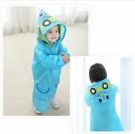 ⁦SYOSI Children's raincoats, Cartoon Kids Rain Jacket, Boys Girls Hooded Rain Poncho Outdoors Kids Transparent Raincoat Student Rain Suit Waterproof Durable Windbreaker - One Size - Blue Car⁩ - الصورة ⁦3⁩