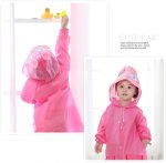 ⁦SYOSI Children's raincoats, Cartoon Kids Rain Jacket, Boys Girls Hooded Rain Poncho Outdoors Kids Transparent Raincoat Student Rain Suit Waterproof Durable Windbreaker - One Size - Pink Rabbit⁩ - الصورة ⁦3⁩