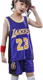 Mouniubull Kids Boys Girls Lebron James #23 LBJ LA Lakers Basketball Jerseys-Summer Sports Suits Top+Shorts Set Kids Tracksuits-V