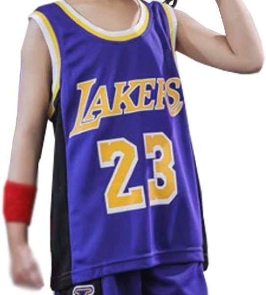 Mouniubull Kids Boys Girls Lebron James #23 LBJ LA Lakers Basketball Jerseys-Summer Sports Suits Top+Shorts Set Kids Tracksuits-V