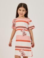 ⁦Styli Girls Graphic Print Round Neck Sleep T-Shirt Dress⁩ - الصورة ⁦3⁩