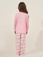 ⁦Styli Girls Graphic Print Long Sleeve T-Shirt & Pyjama Set⁩ - الصورة ⁦6⁩