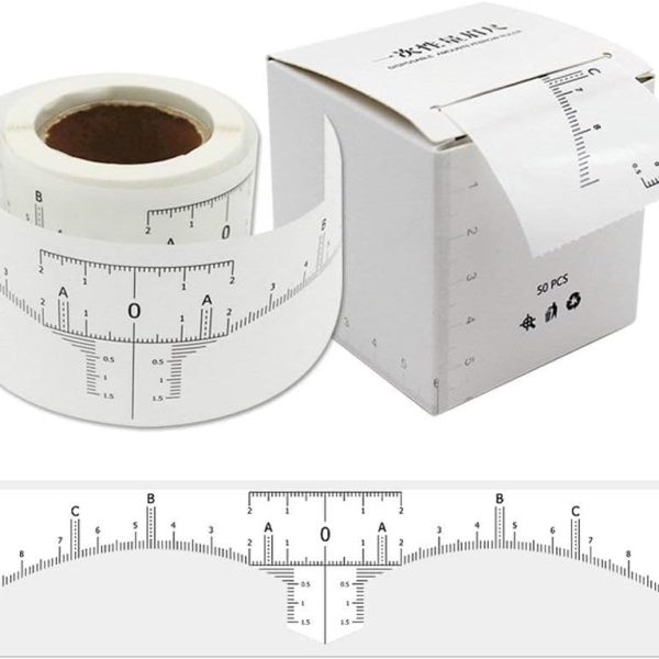 50 PCS Eyebrow Ruler Stencils for Microblading, Disposable Brow Ruler Sticker, Microblading Adhesive Eyebrow Measurement Stencil for Tattooing - brow Makeup Tools