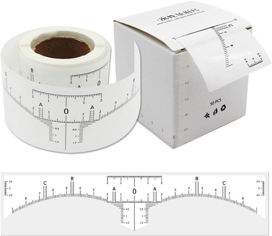 50 PCS Eyebrow Ruler Stencils for Microblading, Disposable Brow Ruler Sticker, Microblading Adhesive Eyebrow Measurement Stencil for Tattooing - brow Makeup Tools