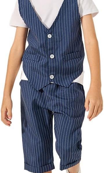 Styli Boys Striped Round Neck Vest T-Shirt And Shorts Set