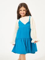 ⁦Styli Girls 2In1 Style Bow Back Ruffle Hem Dress⁩ - الصورة ⁦3⁩
