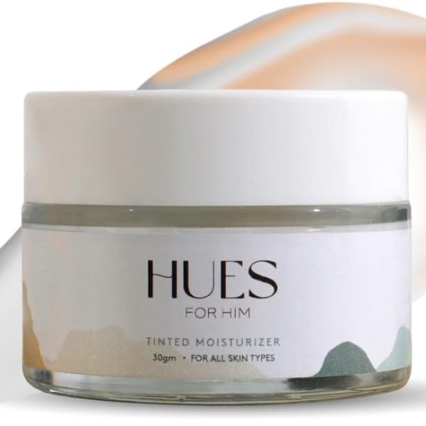 Hues For Him Tinted Moisturiser – Hydra Boost BB Cream with Hyaluronic Acid for Men, Even Skin Tone & Daily Hydration, 30g