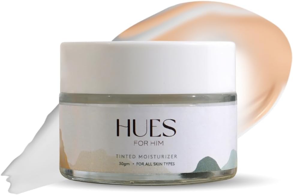 Hues For Him Tinted Moisturiser – Hydra Boost BB Cream with Hyaluronic Acid for Men, Even Skin Tone & Daily Hydration, 30g