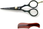 ⁦Sanguine Professional Mustache Scissors, Beard Trimming Scissors, Extremely Sharp 4.5" (11.5cm) + Case⁩ - الصورة ⁦3⁩
