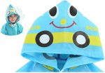 ⁦SYOSI Children's raincoats, Cartoon Kids Rain Jacket, Boys Girls Hooded Rain Poncho Outdoors Kids Transparent Raincoat Student Rain Suit Waterproof Durable Windbreaker - One Size - Blue Car⁩ - الصورة ⁦4⁩