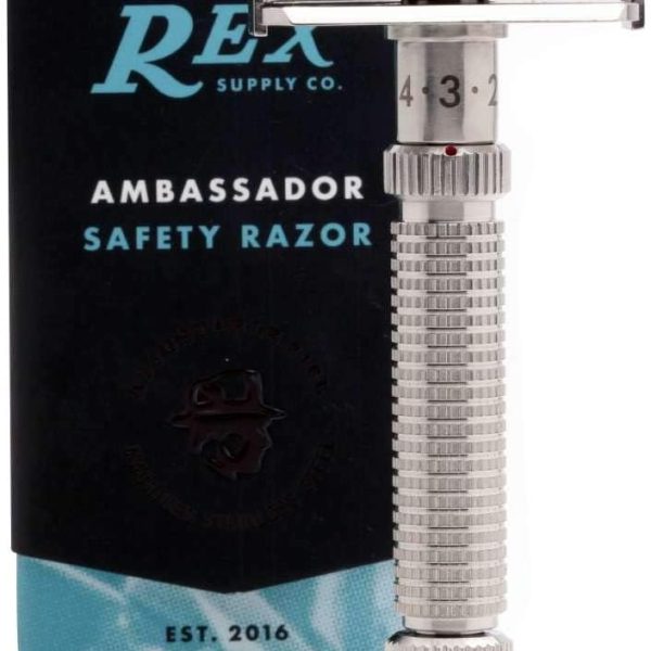 Rex Supply Company, Ambassador Adjustable 100% Stainless Steel Double Edge Safety Razor - Made in the USA