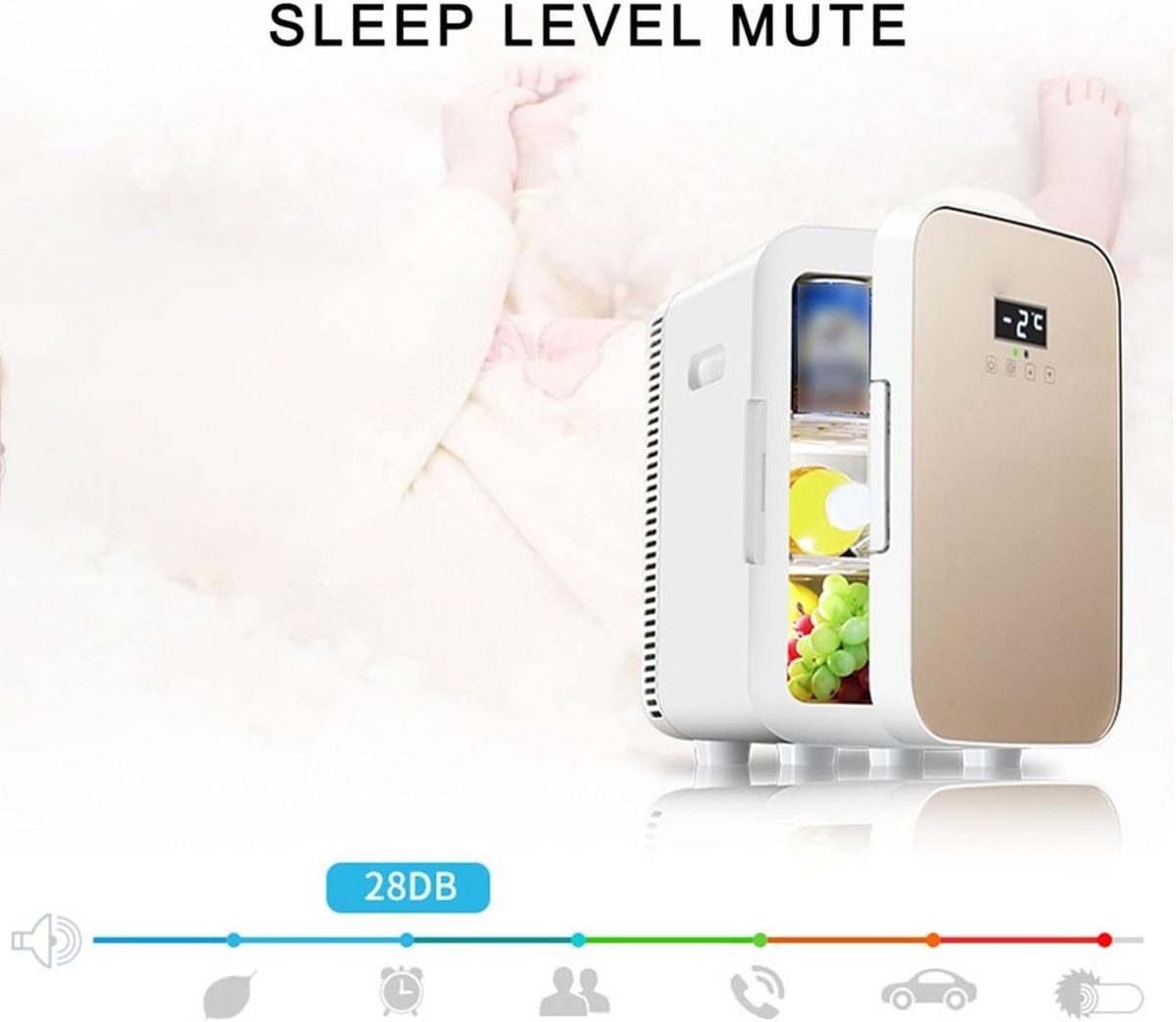 ⁦DDCVFREE Mini fridge Mini Fridge 13.5L Can Portable Personal Small Refrigerator Compact Cooler And Warmer For Food Bedroom Dorm Office Car⁩ - الصورة ⁦6⁩