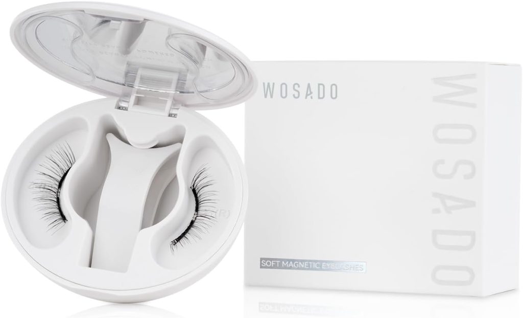 WOSADO Magnetic Eyelashes with Applicator Kit, No.1 Silky Black II, Reusable Magnetic lashes with applicator, Glue-free False Lashes, Waterproof, Lightweight, Suit for Natural Makeup