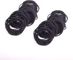 ⁦GoodTool 50 Pcs Black Hair Rope, Tie Hair Tie Ponytail High Elasticity Leather Rope, Women's Seamless Joint Hair Ring, Do Not Hurt the Hair Children's Ponytail Braid Hair Accessories⁩ - الصورة ⁦4⁩