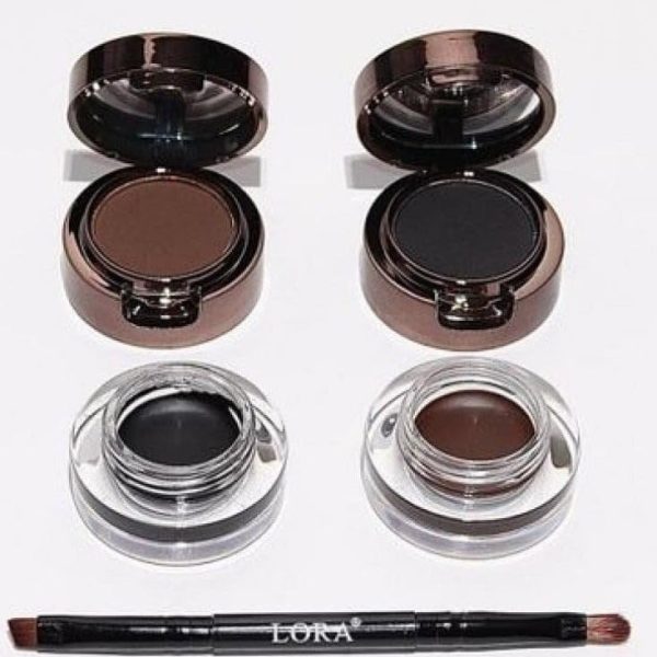 Laura 2 in 1 Eye Makeup Kit for Eyeliner and Eyebrow Black/Brown Cream and Powder