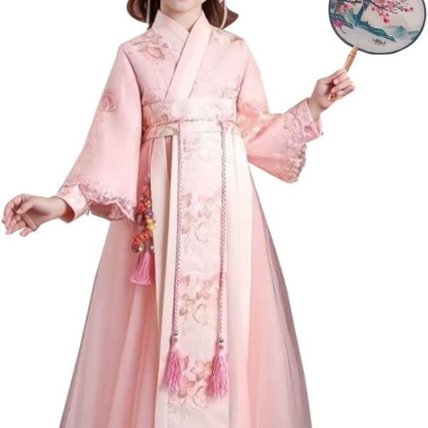Girl's Hanfu Dress, New Spring/Autumn Style Chinese Tang Suit, Fairy-like Princess Ancient Ruqun Dress, Traditional Chinese Costume for Kids