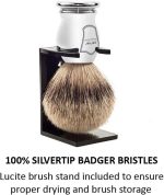 ⁦Parker Safety Razor 100% Silvertip Badger Bristle Shaving Brush (Chrome Handle) and Free Shaving Brush Stand⁩ - الصورة ⁦3⁩