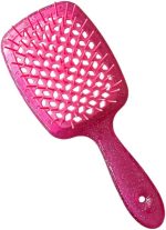 Curl Defining Brush Vented Hair Brush Hairbrush for Wet & Dry Hair For Women and Men Less Pulling Pain-Free Brushing (Glitter Rose)