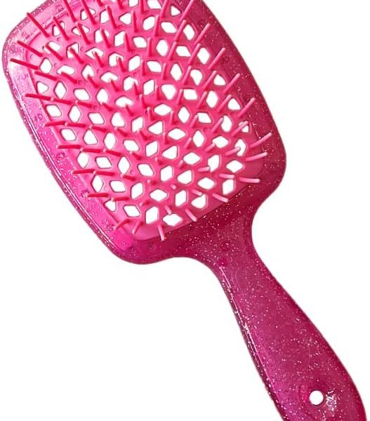 Curl Defining Brush Vented Hair Brush Hairbrush for Wet & Dry Hair For Women and Men Less Pulling Pain-Free Brushing (Glitter Rose)