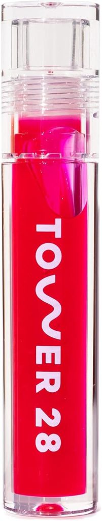 Tower 28 ShineOn Lip Jelly, XOXO, Non-Sticky, Hydrating Vegan Lip Gloss in Sheer Pink, Moisturizing Apricot and Raspberry Seed Oil, Clean, Cruelty Free