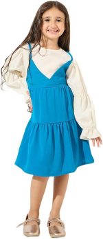 Styli Girls 2In1 Style Bow Back Ruffle Hem Dress