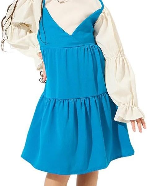 Styli Girls 2In1 Style Bow Back Ruffle Hem Dress