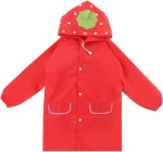 SYOSI Children's raincoats, Cartoon Kids Rain Jacket, Boys Girls Hooded Rain Poncho Outdoors Kids Transparent Raincoat Student Rain Suit Waterproof Durable Windbreaker - One Size - Red Strawberry