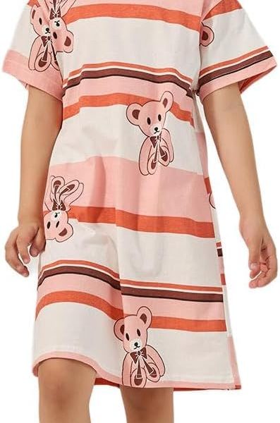 Styli Girls Graphic Print Round Neck Sleep T-Shirt Dress