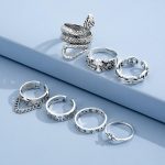 ⁦Shining Diva Fashion Latest Stylish Metal Boho Midi Finger Rings for Women and Girls - Silver⁩ - الصورة ⁦4⁩